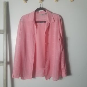 LIZ BAKER TWO-PIECE PINK SHIRT SET SIZE 12